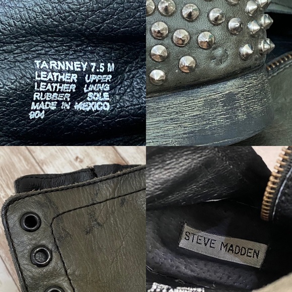 Steve Madden Studded Tarnney Green Combat Boots - Picture 14 of 15